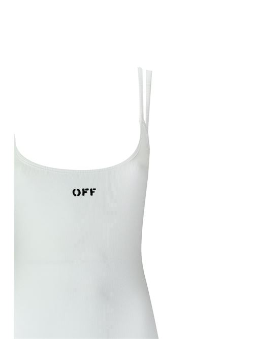 White stretch cotton Off-Stamp ribbed dress OFF WHITE | OWDB304C99JER0010110